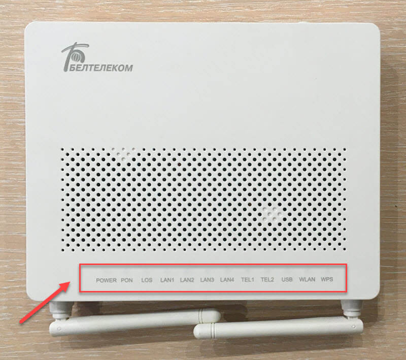 Индикаторы на модеме Huawei EchoLife HG8245H-256M