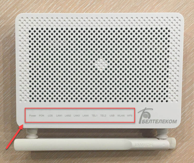 Индикаторы на модеме Huawei EchoLife HG8245H5