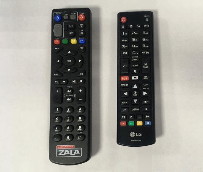 Пульт интерактивной приставки ZALA и пульт телевизора LG