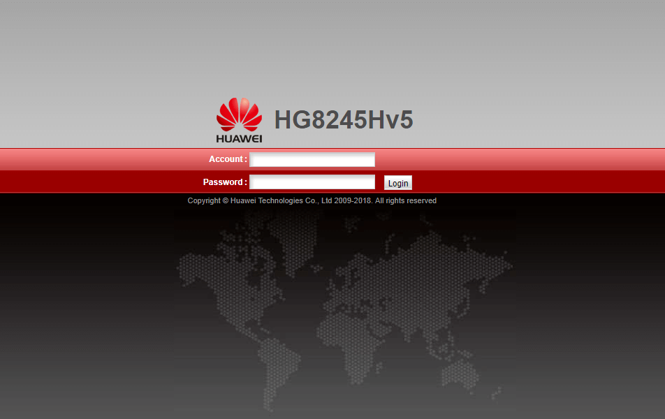 Вход в настройки модема Huawei EchoLife HG8245HV5